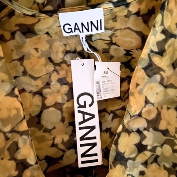 NEW Ganni Organza Shirt Top Flan 34 - Picture 16 of 17